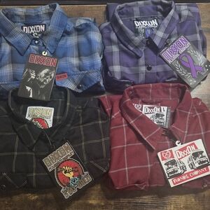 DIXXON Men's Casual Button Down Shirts - Blue, Purple, Black, Red